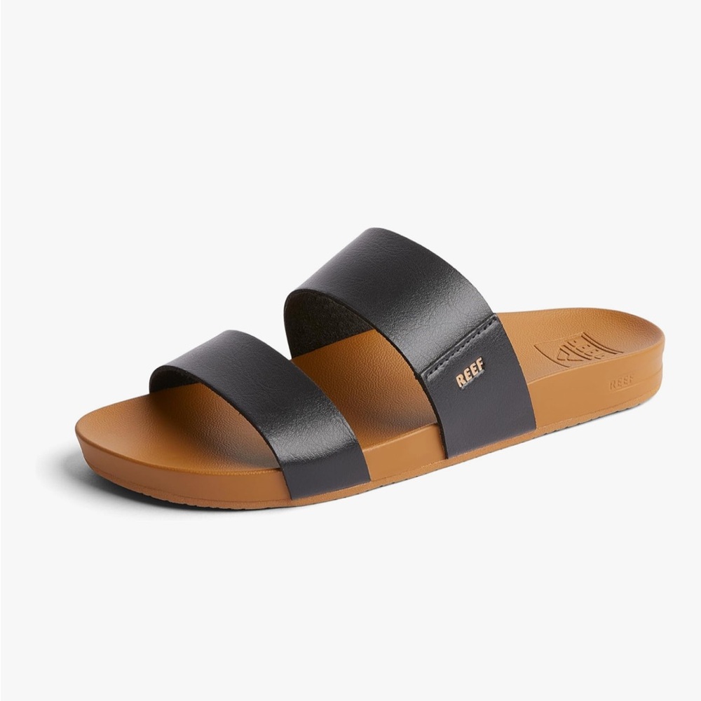 NWT Reef 2025 Cushion Vista Women’s 9 Black and Tan Slide Sandals